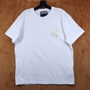 VERSACE COUTURE Shirt Mens XL White Pullover Medallion Logo Short Sleeve T-Shirt